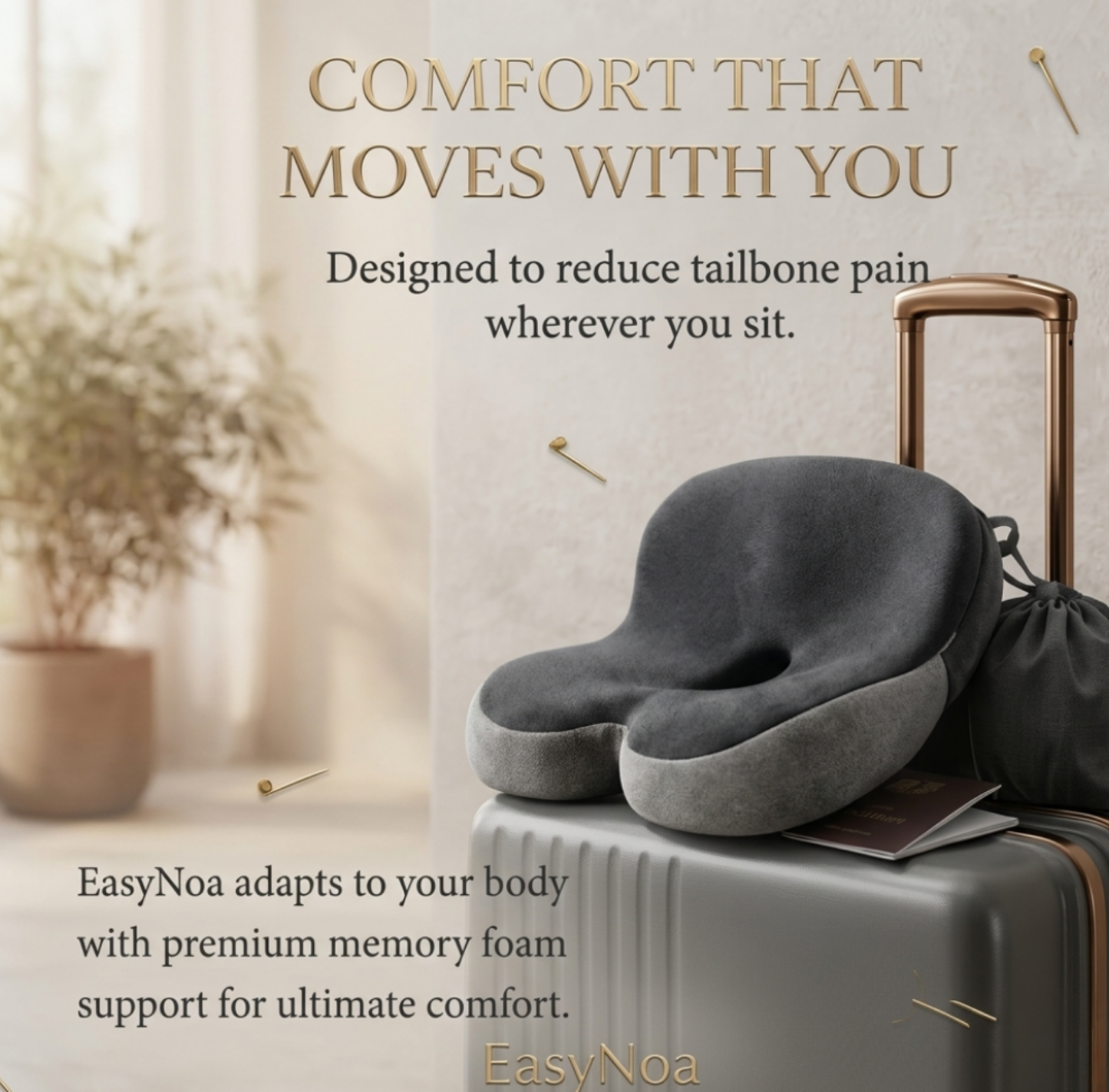 EasyNoa ErgoSit™ Travel & Daily Ergonomic Memory Foam Cushion