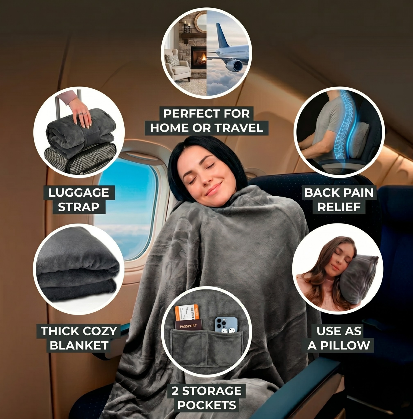 EasyNoa VelvetCloud – 4-in-1 Travel Comfort Companion