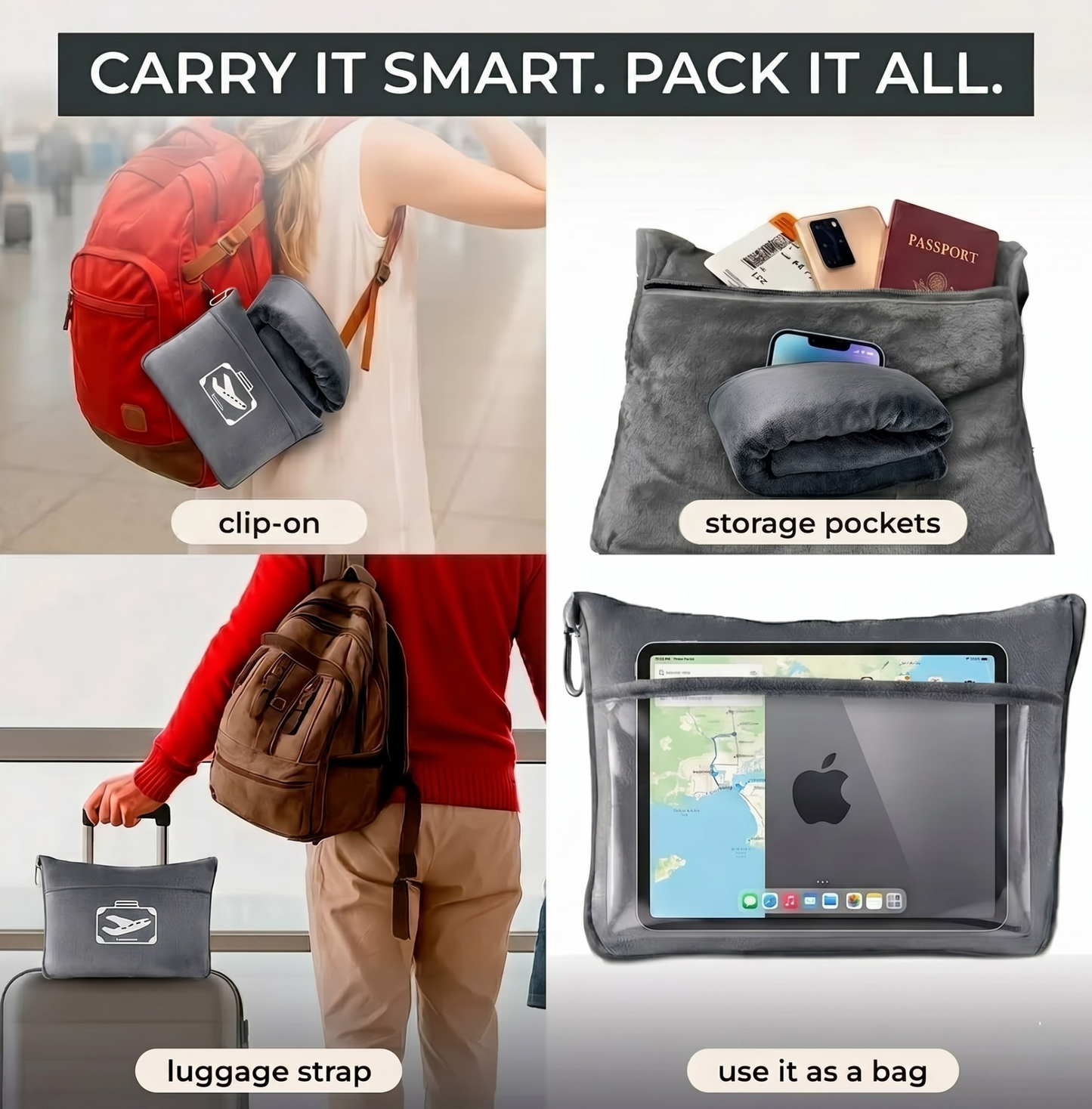 EasyNoa VelvetCloud – 4-in-1 Travel Comfort Companion