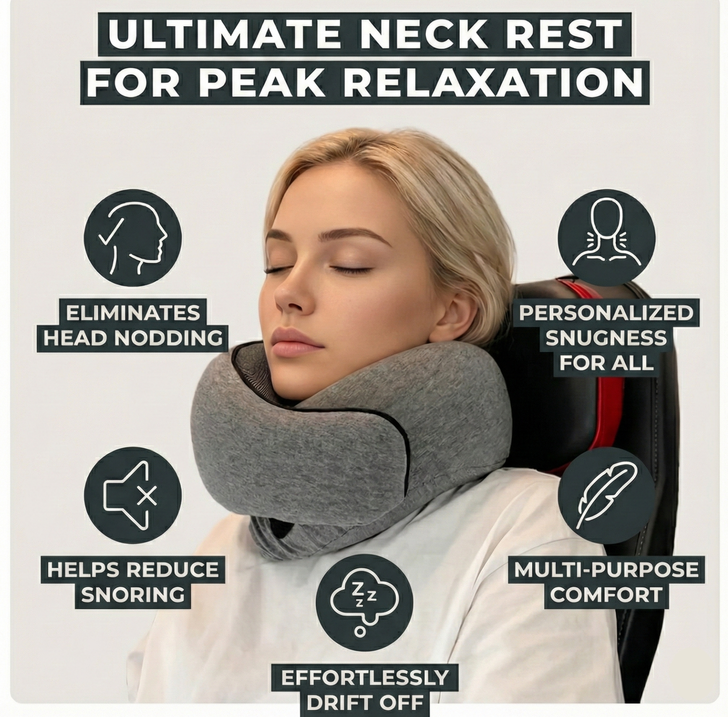 EasyNoa CloudComfort – 360° Ergonomic Memory Foam Travel Pillow