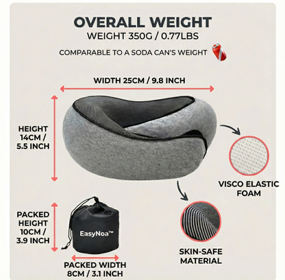 EasyNoa CloudComfort – 360° Ergonomic Memory Foam Travel Pillow