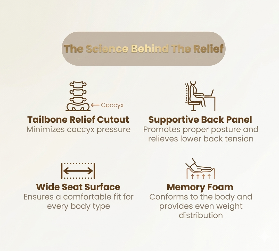 EasyNoa ErgoSit™ Travel & Daily Ergonomic Memory Foam Cushion